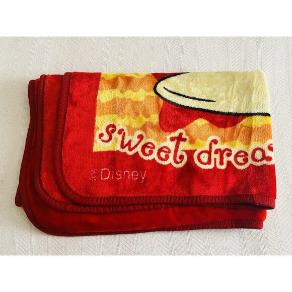 Vintage Winnie The Pooh Blanket Plush Purple Red Honey Bees Yellow Sweet Dreams - Picture 12 of 13